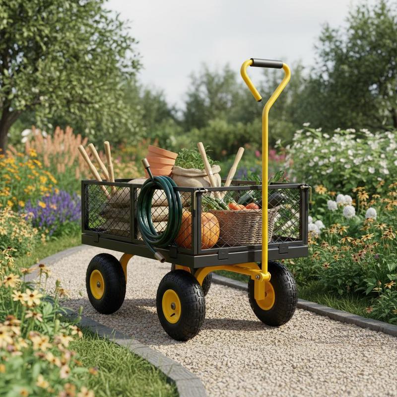 Heavy Equipment Working - Stahl-Gartenwagen 900 lbs für Gartenarbeit, Rasenpflege,