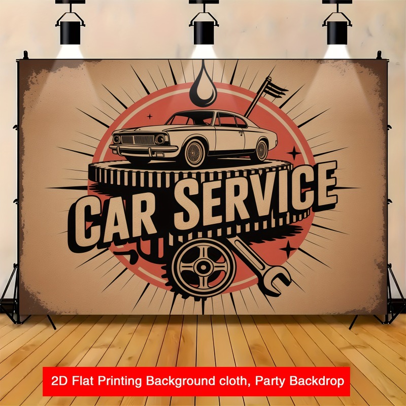 Heavy Equipment Sign - Großes Retro-Autoservice-Banner – robustes Garagenschild, ausgestattet