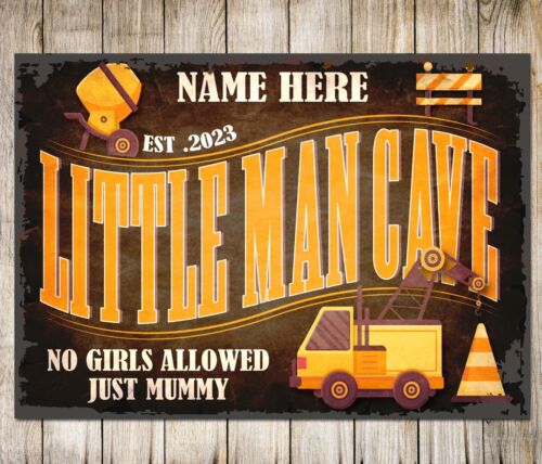 Heavy Equipment Sign - Personalisiertes Metallschild „Little Man Cave“ für
