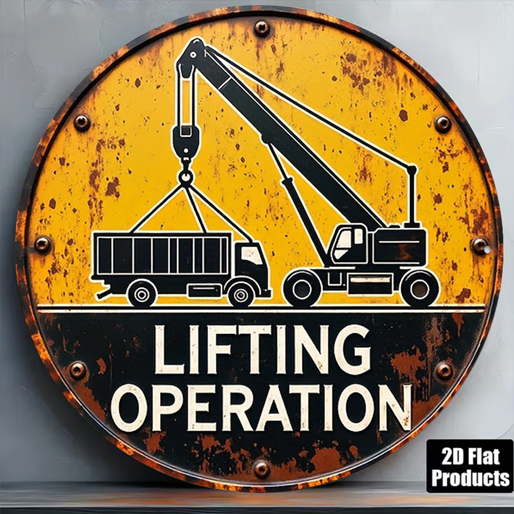 2D Metallschild, rund, 20 cm,  – Heavy Equipment Sign Bewertung und Preis