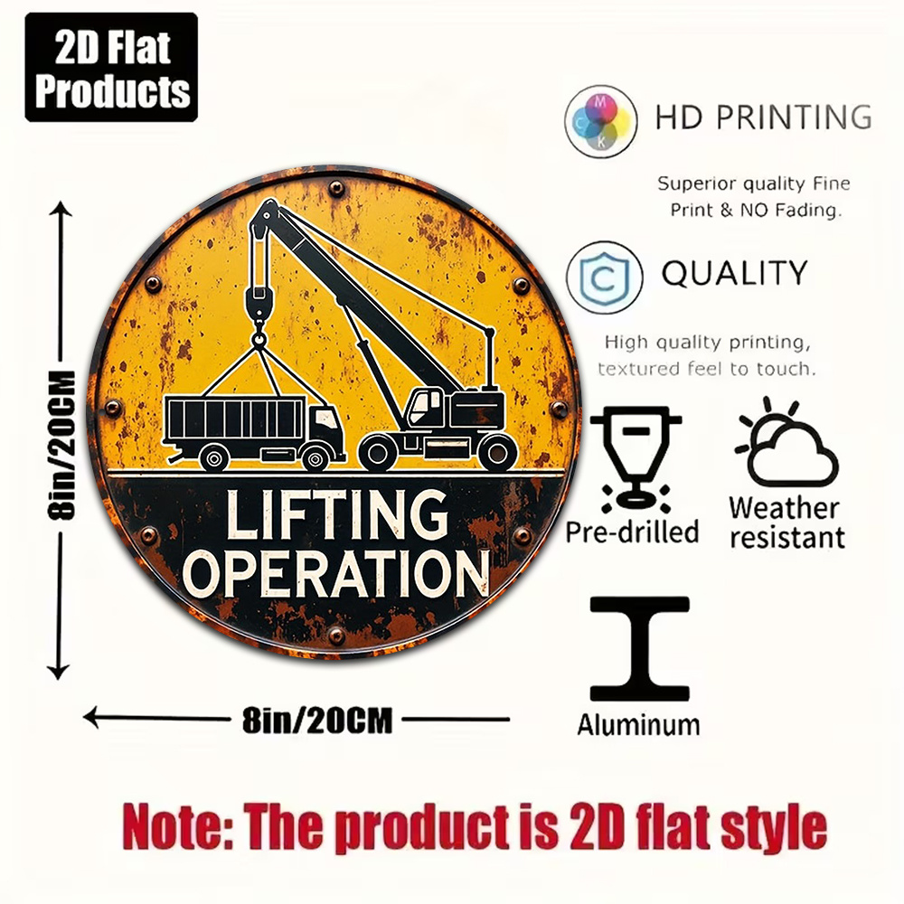 2D Metallschild, rund, 20 cm,  – Heavy Equipment Sign Bewertung und Preis