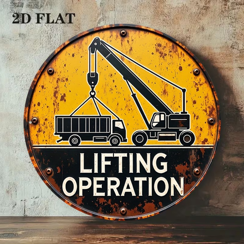 2D Metallschild, rund, 20 cm,  – Heavy Equipment Sign Bewertung und Preis