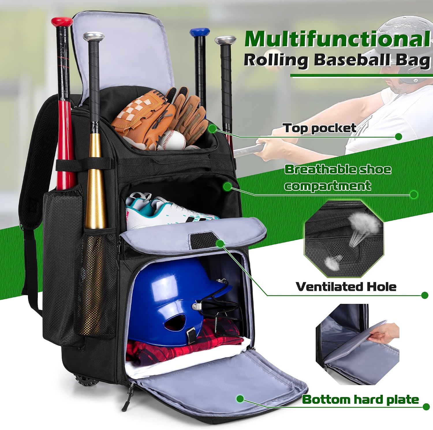 Rollender Baseball-Rucksack mi – Heavy Equipment In Bewertung und Preis